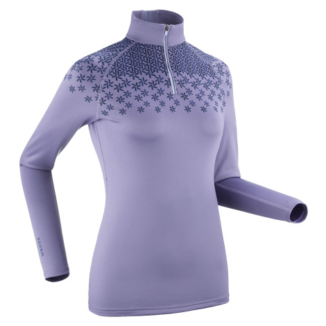WEDZE Dámske lyžiarske spodné tričko 500 s 1/2 zipsom fialové MODRÁ