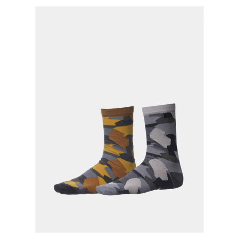 Sada dvoch párov pánskych vzorovaných ponožiek v šedej farbe SAM 73