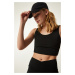 Happiness İstanbul Black Cross Back Detail Shaper Knitted Sports Bra