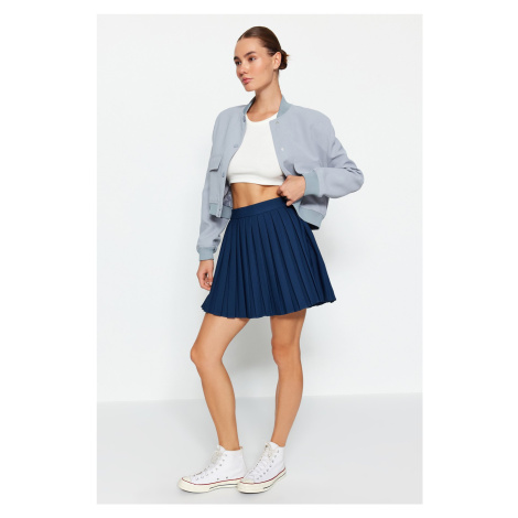 Trendyol Navy Blue Pleat Detailed Mini Length Woven Skirt