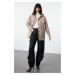 Trendyol Beige Oversize Mold Cashmere Seasonal Shacket Thin Jacket Coat