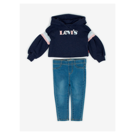 Modrý dievčenský set riflí a mikiny s kapucňou Levi's® Levi´s