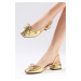 Mio Gusto Bria Gold Color Open Back Women's Low Heeled Shoes