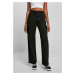 Women's straight cargo pants with high waist black