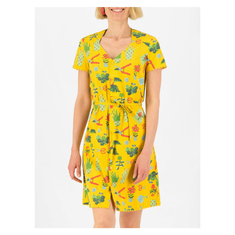 Yellow Ladies Patterned Button-Down Dress Blutsgeschwister Fairy in The - Ladies