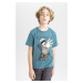 DEFACTO Boys' Crew Neck Printed Short Sleeve T-Shirt