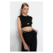 Trendyol Black Crop Sweater With Window/Cut Out Detailed Blouse