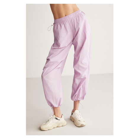 GRIMELANGE Kelsey Women's Waterproof Parachute Fabric Stopper Detail Lilac Trouser