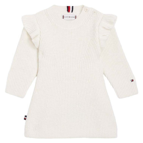 Šaty pre bábätká Tommy Hilfiger biela farba, mini, áčkový strih