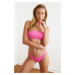 Trendyol Fuchsia Low Waist Textured Bikini bottom