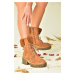 Fox Shoes Tan Suede Women's Boots With Shearling Soles
