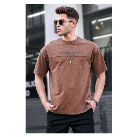 Madmext Men's Brown Printed Oversize T-Shirt