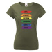 Dámské tričko s potlačou Love-respect-freedom-tolerance-equality-pride