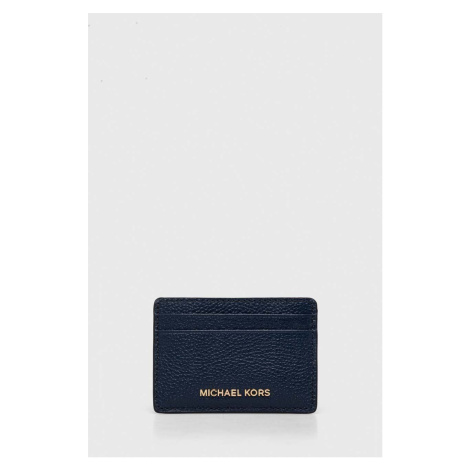 Kožené puzdro na karty MICHAEL Michael Kors dámsky, tmavomodrá farba