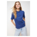 Trendyol Indigo 100% Cotton Basic High Neck Knitted T-Shirt