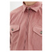 Trendyol Powder Men Regular Fit Shirt Collar Double Pocket Covered Zipper Corduroy Shirt