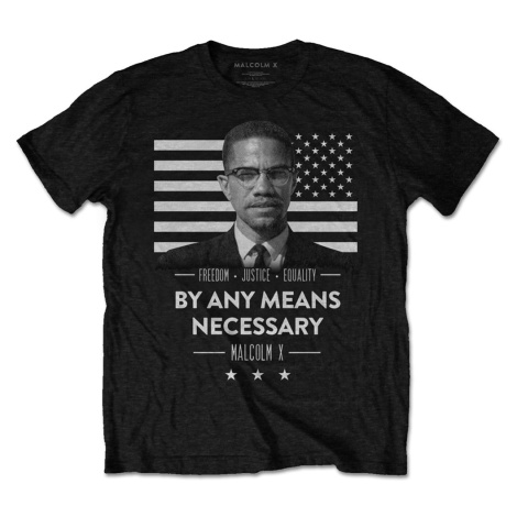 Malcolm X tričko By Any Means Necessary Čierna
