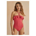 Jednodielne plavky women'secret PERFECT FIT 1 ružová farba, mäkké košíky, 5525795