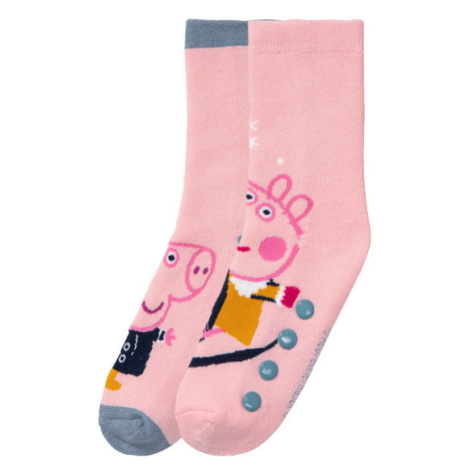 Dievčenské plyšové ponožky, 2 páry (Prasiatko Peppa/ružová)