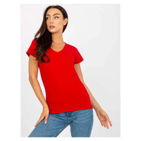 Basic red women's short sleeve T-shirt