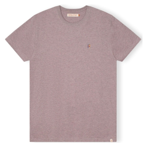 Revolution  T-Shirt Regular 1364 POS - Purple Melange  Tričká a polokošele Fialová