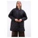 Gusto Oversize Quilted Coat - Black
