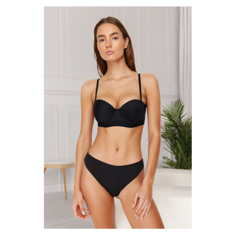 Trendyol Premium Black Polyamide Push-Up Strapless Knitted Bra with Removable String Strap