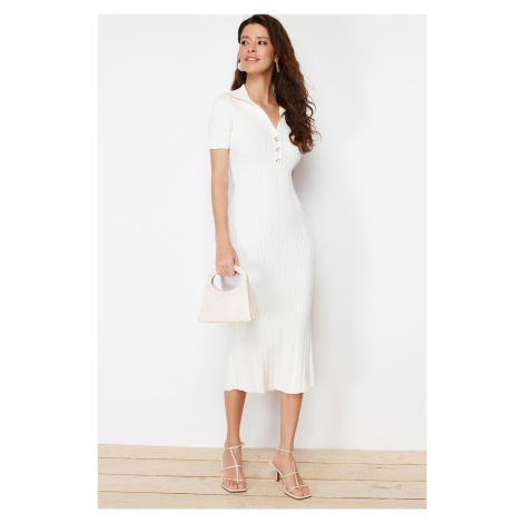 Trendyol Bone Maxi Knitwear Polo Neck Dress