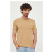 Tričko Tommy Hilfiger pánske,béžová farba,jednofarebné,MW0MW10800