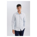 DEFACTO Modern Cut Textured Plain Cotton Blend Long Sleeve Shirt