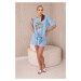 Women's set T-shirt with print + shorts - light blue