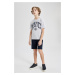 DEFACTO Boy's Printed Short Sleeve T-shirt Shorts 2-Piece Set