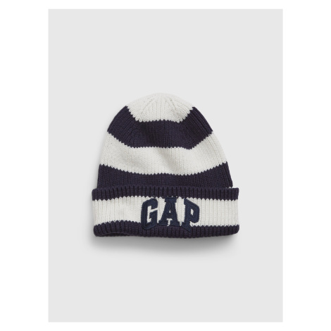 Modro-biela detská pruhovaná čiapka s logom GAP