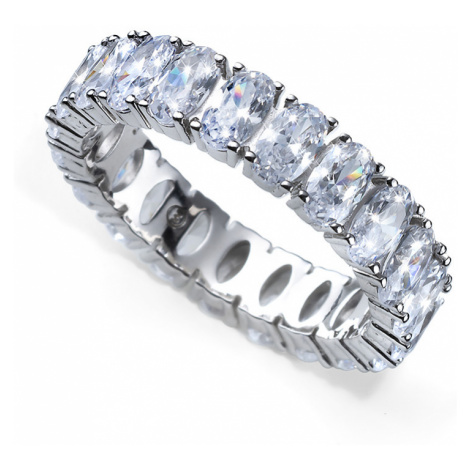 Oliver Weber Luxusný strieborný prsteň s kryštálmi Genuine Oval 63258 57 mm