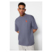 Trendyol Oversize/Wide Cut Crew Neck Short Sleeve Fox Embroidered 1 Cotton T-Shirt