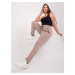 Beige plus size sweatpants with drawstring from Savage