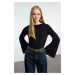 Trendyol Black Relaxed/Comfortable Fit Spanish Sleeve Stretchy Knitted Blouse