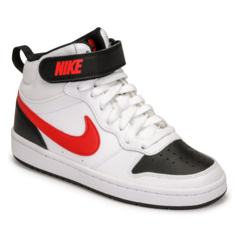 Chlapčenská rekreačná obuv NIKE Court Borough Mid 2 white black university red
