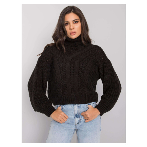 RUE PARIS Black turtleneck sweater