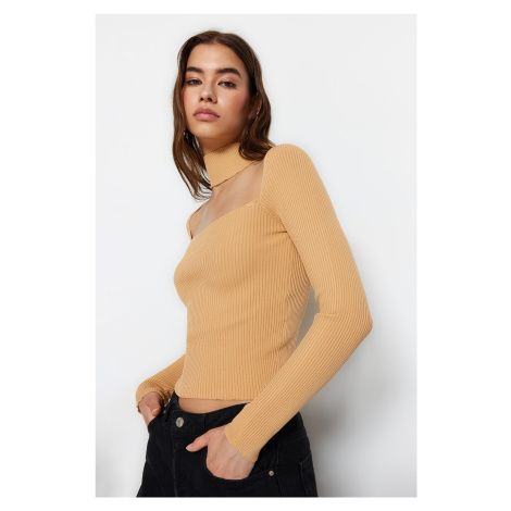 Trendyol Beige Choker Collar Knitwear Sweater
