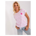 White and fuchsia striped blouse with hem