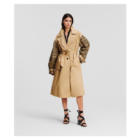 Kabát Karl Lagerfeld Embroidery Coat Beige