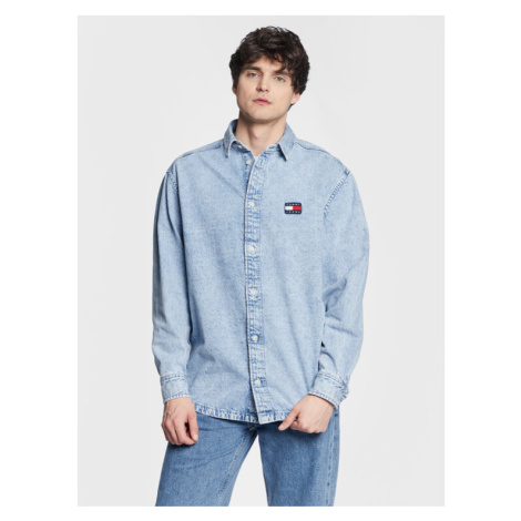 Tommy Jeans džínsová košeľa Graphic Archive DM0DM15625 Modrá Relaxed Fit Tommy Hilfiger