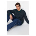 Trendyol Green Regular Fit Crew Neck Jacquard Knitwear Sweater