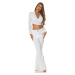 Sexy Musthave Crop Blouse with V-Neck & collar white Einheitsgroesse