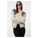 Trendyol Beige Soft Textured Shiny Glitter Embroidered Knitwear Cardigan