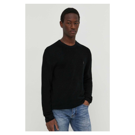 Vlnený sveter AllSaints pánsky, čierna farba, ľahký