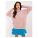 Light pink women's oversized turtleneck sweater