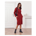 Plus Size dress with burgundy waist tie