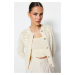 Trendyol Stone Button Detailed Openwork/Holehole Blouse-Cardigan Suit